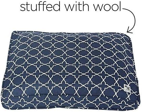 Molly Mutt Sheepy Wool-Filled Crate Pad, GOTS-Certified 100% Organic Cotton Canvas Cover with Soft 100% Natural Wool Insert, Ideal for Dog Bed or Kennel, Romeo & Juliet, 42" x 28" x 2.5"