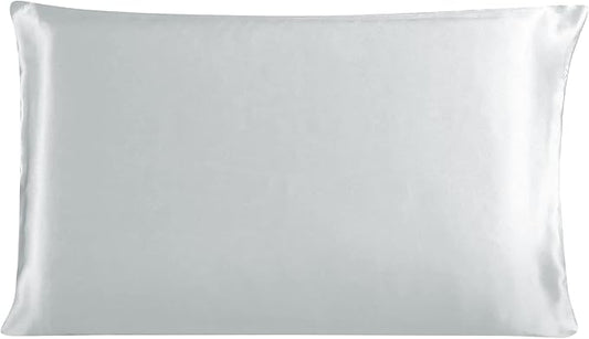 uxcell 1 Pack 100% Charmeuse Pure Silk Pillowcase for Hair and Skin, 350TC 19 Momme Soft Breathable Pillow Case with Hidden Zipper, Silver Gray Queen(20x30inch)