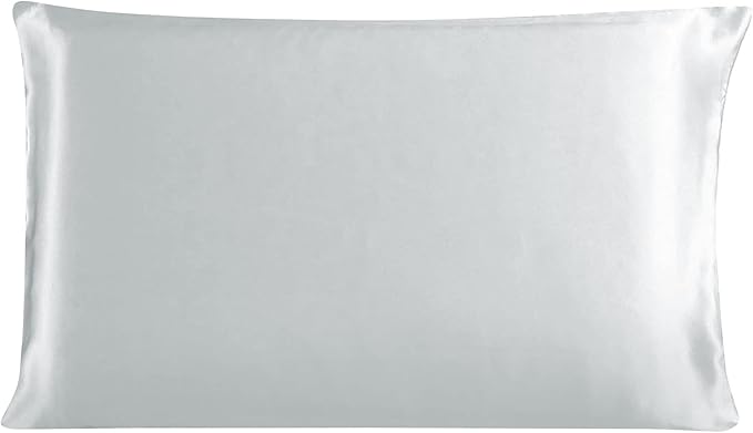 uxcell 1 Pack 100% Charmeuse Pure Silk Pillowcase for Hair and Skin, 350TC 19 Momme Soft Breathable Pillow Case with Hidden Zipper, Silver Gray Standard(20x26inch)