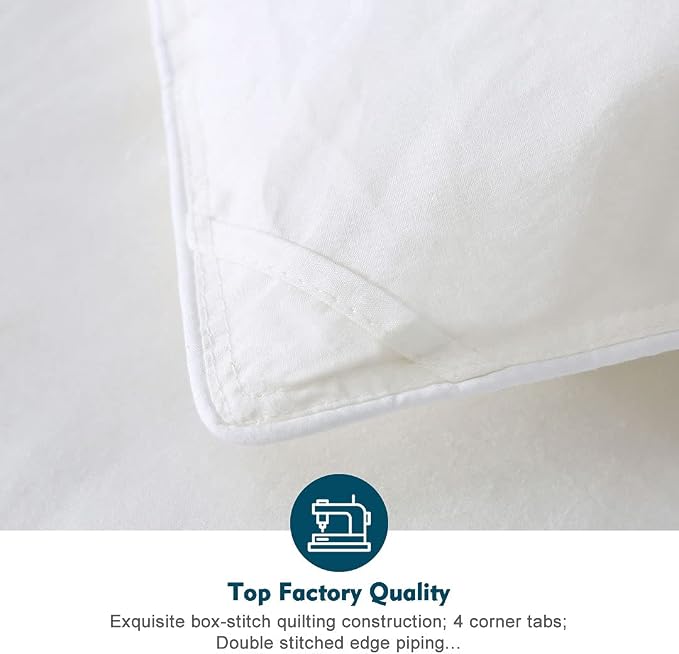 Feathers Down Comforter California King - 100% Organic Cotton Quilted Medium Warm All Seasons Duvet Insert or Stand-Alone Comforter (104x96, Ivory White)