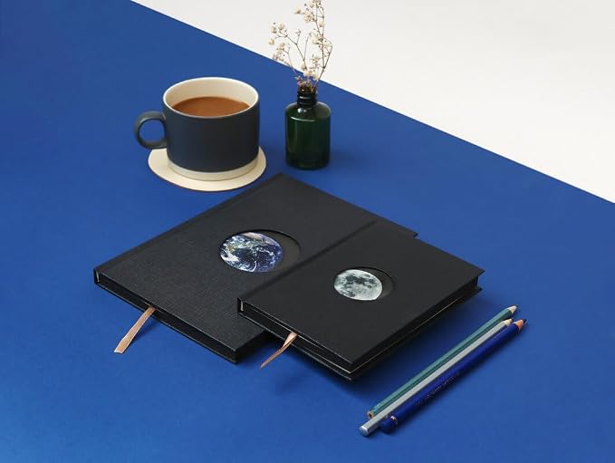 Suck UK Earth Notebook - A6 Notebooks - Hardback Journal - Pocket Notebook - Journals For Women - Recycled Paper - Blank Notebook - Earth Cut Out Cover - Grid Lined Pages Notepad - Space Themed