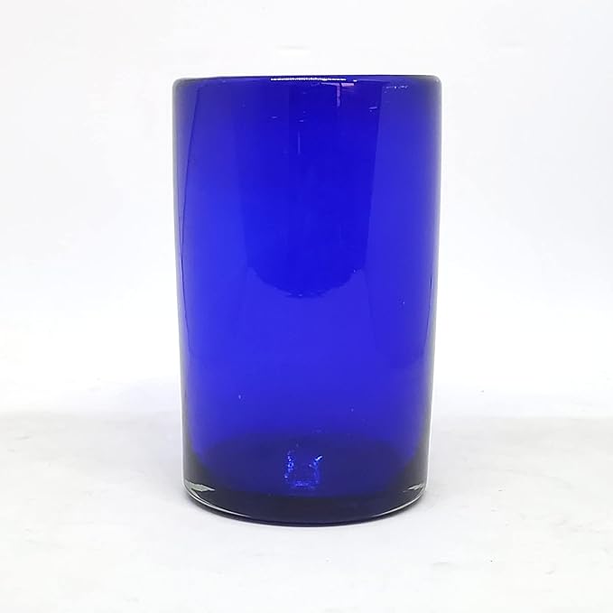 Solid Cobalt Blue 14 oz Drinking Glasses (set of 6), Recycled Glass, Lead-free, Toxin-Free (14oz Drinking)