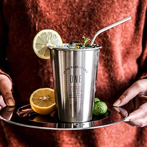 ALINK Stainless Steel Smoothie Straws, 9" X 8mm Set of 4 with Cleaning Brush - Bent