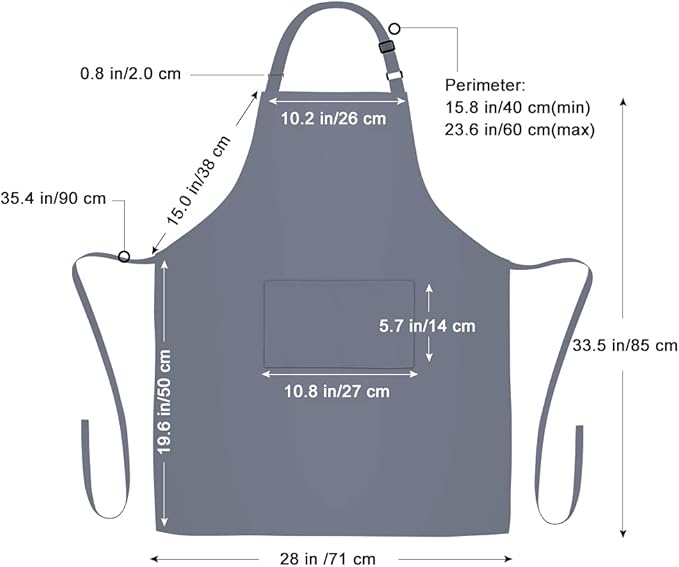 Jubatus 2 Pack 100% Cotton Aprons with 2 Pockets Cooking Chef Kitchen Adjustable Bib Apron for Women Men, Gray