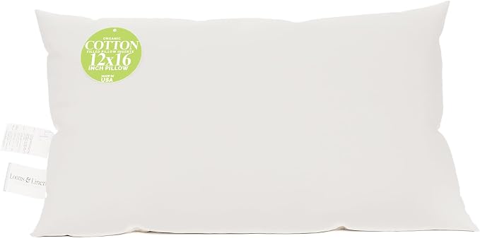 Looms & Linens Cotton Shams 12x16 inch Lumbar Pillow - EnShelld in Sateen Cotton Pillow Shell - Pack of 1 Hypoallergenic Boudoir Cushion Insert Made in USA