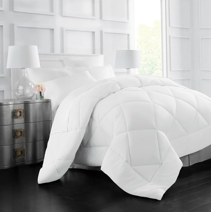 Twin/Queen/King Down Alternative Comforter, 2100 Series All-Season Duvet Insert with Corner Tabs, Box-Stitch, Soft Microfiber, Machine Washable