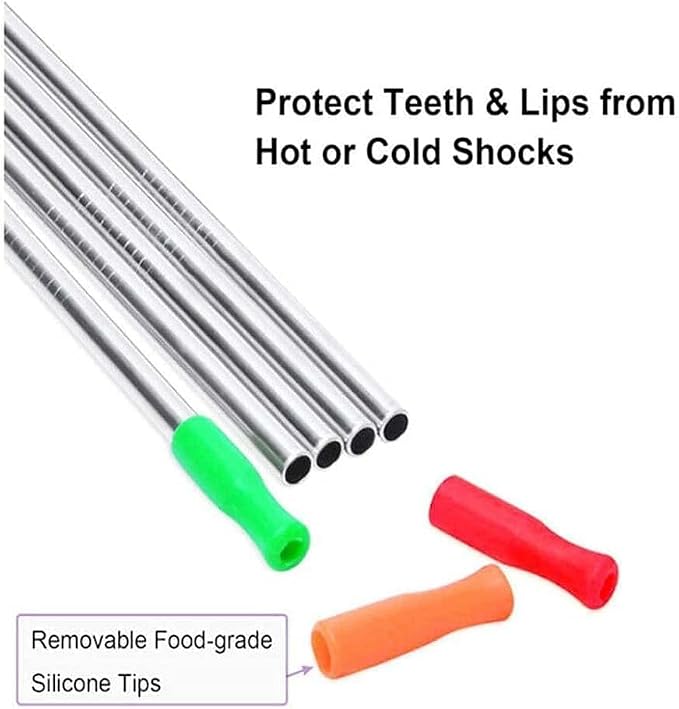 20Pcs Silicone Straw Tips for Stainless Steel and Glass Straws, Food Grade Reusable, 6mm Diameter