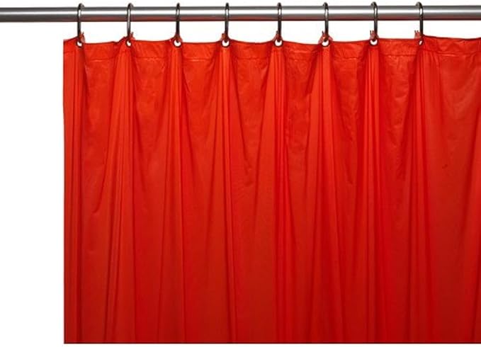Dependable Industries inc. Essentials Bathroom Magnetized Shower Curtain Liner with Metal Grommets Waterproof (Red)