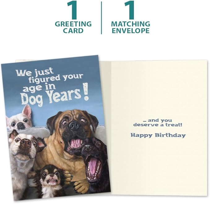 Tree-Free Greetings - Birthday Card - Artful Designs - 1 Card + Matching Envelope - Made in USA - 100% Recycled Paper - 5 x 7 - Dog Years (GO61211)