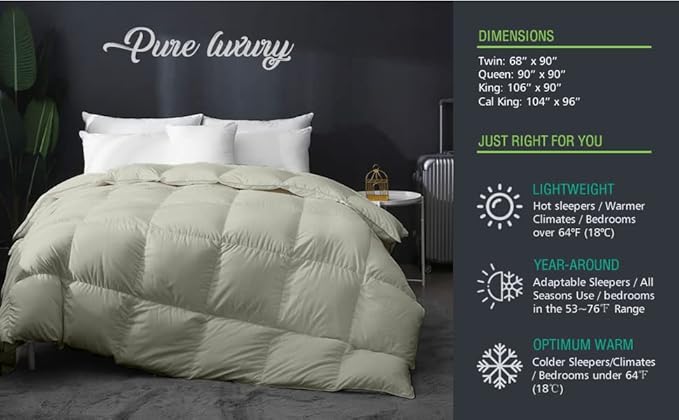 Eco Friendly Super Soft 120x98 Oversized King Down Alternative Comforter, Silver Box Pleated Thick 1000-TC Duvet Insert with 100% Cotton Cover, Fluffy King Comforter for All Season