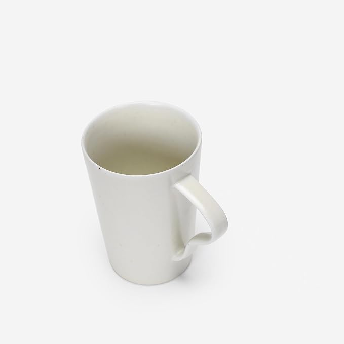 Small Chic Pottery Espresso Coffee Mug, Rustic Handmade Clay Tea Cup for Home and Office with Unique Handle, Dishwasher& Microwave safe, Matte Ivory White 9oz