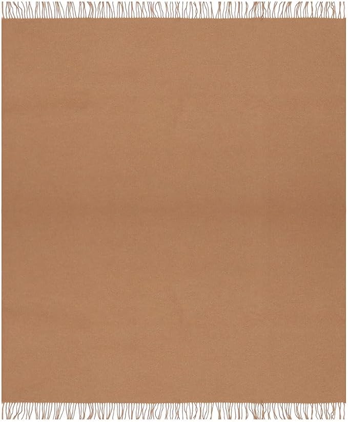Superfine Alpaca Wool Throw Blanket - Lightweight Alpaca Merino Wool Throw Blankets | Soft Peruvian Alpaca Blanket Wool Blanket Solid Color 62" x 54" (Soft Camel)