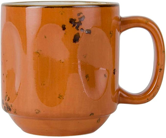 Tuxton Artisan Geode Geode Coral Reactive Natural 12-Ounce Stackable Yukon Mug, Case of 24, Orange; Scratch Resistant; Chip Resistant; Lead & Cadmium Free; Dishwasher, Microwave, Oven Safe
