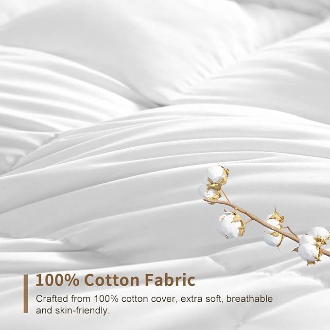 DWR 100% Cotton Fabric Covered Down Alternative Comforter| Lightweight, King (104x88)