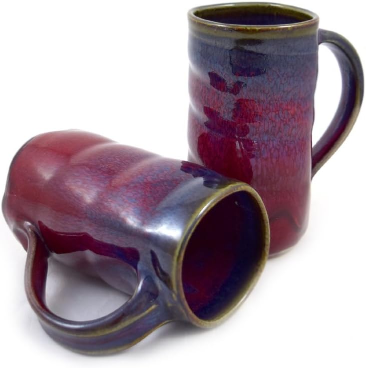 Plum Perfect Spiral Stoneware Mug, American Made Pottery, 14 oz