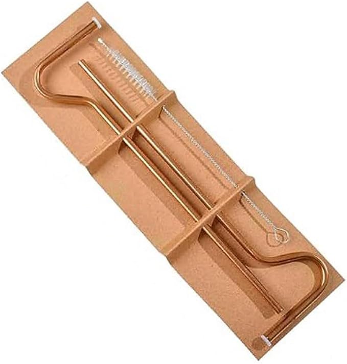Straw,Reusable Stainless Steel Drinking Straw,Easy to Clean,Free Cleaning Brush Included(2PCS,Rose Gold)