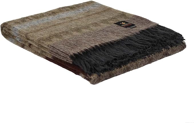 Alpaca Wool Blanket Throw Cherokee Design for Bed Couch Sofa Soft Warm Peruvian Alpaca Wool Blankets 72" x 60" (Brown/Gray/Camel)