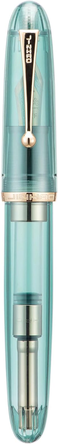 Jinhao 9019 DaDao Series Fountain Pen, Size 8 Medium Nib with Large Ink Converter, Transparent Light Blue Acrylic Design Smooth Writing Pen (Gold Trim)