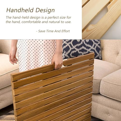 Teak Shower Mat Foldable Luxury Wooden Non-Slip Wood Bath Mat for Bathroom Bathtub Indoor Outdoor,Teak Wooden Bath Mat 20-44 Inches, Anti-Slip Shower Floor Mat with Center Drain Hole, Solid