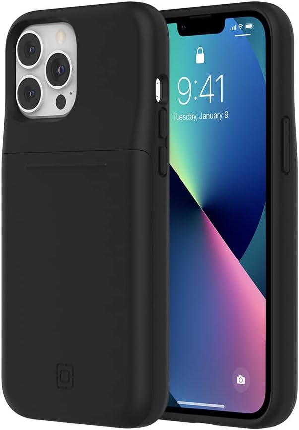 Incipio Stashback Wallet Case for iPhone 12 Pro Max & 13 Pro Max – Slim Dual-Layer Protective Case with 12ft Drop Protection, Slide-Out Card Storage, Shock-Absorbing, Scratch-Resistant - Jet Black