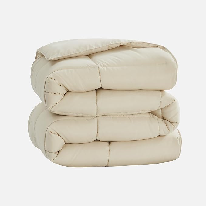 Homelike Moment Comforter King Size - Beige Duvet Insert Down Alternative Bed King Comforter, Lightweight Bedding Comforters Quilted Soft All Season Beige