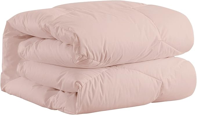 Feather and Loom Honeycomb Stitch Down Alternative All Season Comforter - Soft and Easy Care Microfiber Cover, Hypoallergenic High Loft Fiber Fill, Machine Washable - Color: Blush Size: King