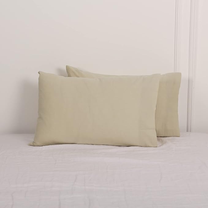 Simple&Opulence Linen Cotton Blend Pillowcases, King Size 20"x40", Flax Color, 2 Pack