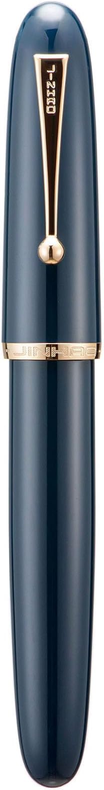 Jinhao 9019 DaDao Series Fountain Pen, Size 8 Medium Nib with Large Ink Converter, Dark Blue Acrylic Design Smooth Writing Pen (Gold Trim)