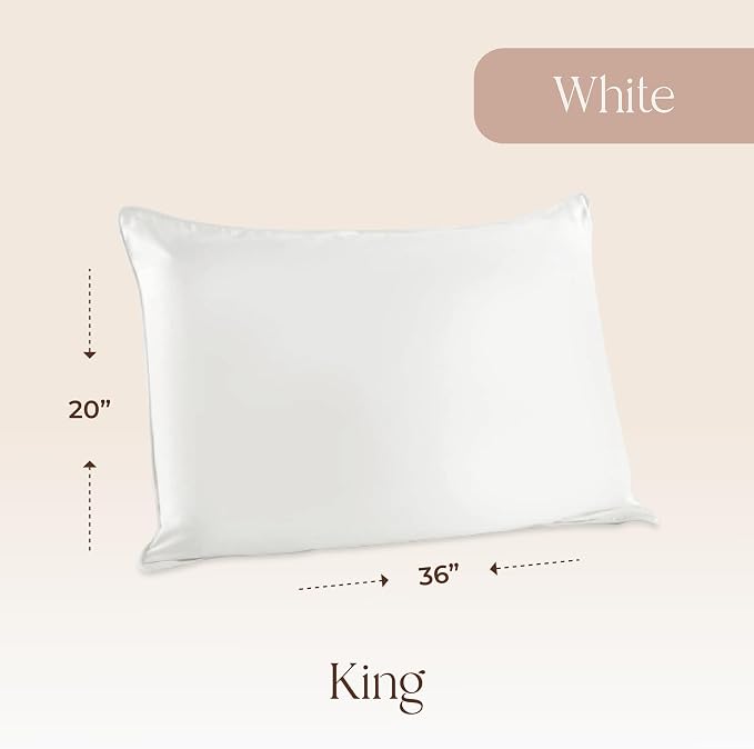Organic Cotton Pillow Protector King Size - 100% Cotton GOTS Certified Pillow Case Protector with Zipper - Hypoallergenic Machine Washable Edge Piping & Breathable Cover - 2 Pack (White, King)