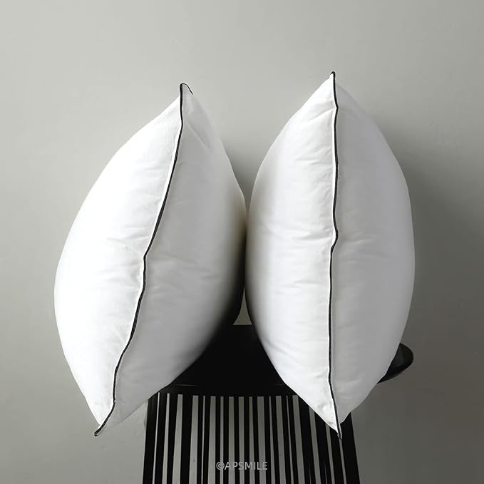 APSMILE Organic Feather Down Pillows Set of 2, Queen Size Bed Pillows for Sleeping with 100% Cotton Cover, 3-Chamber Hybrid Feather Down Core Pillow Surrounded by Polyester for Cushions 20x30 Inches