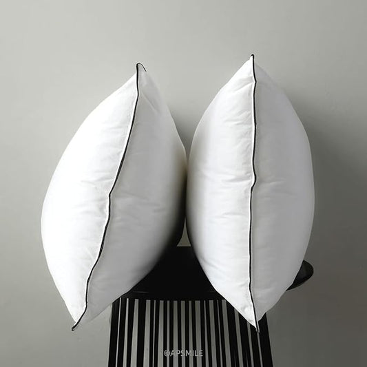 APSMILE Organic Feather Down Pillows Set of 2, Queen Size Bed Pillows for Sleeping with 100% Cotton Cover, 3-Chamber Hybrid Feather Down Core Pillow Surrounded by Polyester for Cushions 20x30 Inches