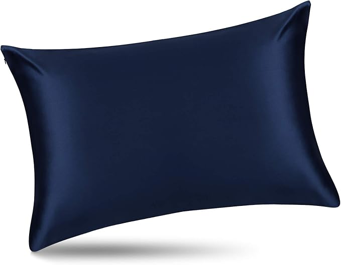 ALASKA BEAR Silk Pillowcase Envelope Closure, 22 Momme 100 Percent Mulberry Silk Pillow Slip Foldover Design, Washable and NO Zipper, King(1, Navy)