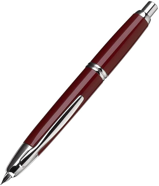 PILOT Vanishing Point Collection Refillable & Retractable Fountain Pen, Red Barrel with Rhodium Accents, Blue Ink, Fine Nib (60144)