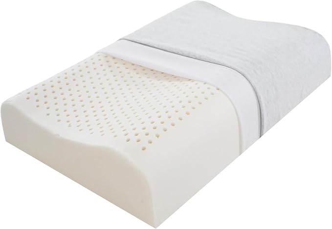 Cervical Neck Pillow for Pain Relief - Ergonomic Nature Latex Foam Contour Pillows for Side, Back Sleepers, Medium Firm Pillow for Neck Support with Breathable Cover(3.9"/4.7")