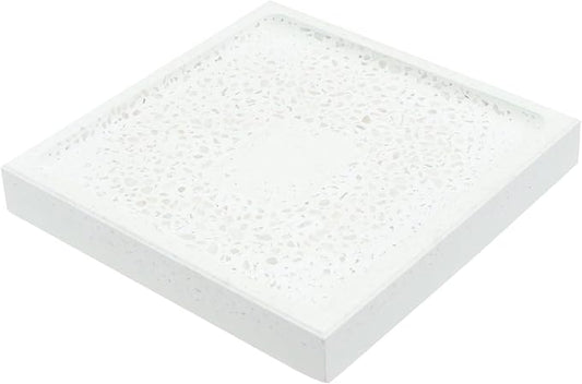 KALLORY Green Diatomite Soap Dish Container Made of Clay and Pebbles with Flat Bottom, Absorbent and Odor-reducing Bathroom Soap Holder, Stylish and Practical for Home or Travel Use