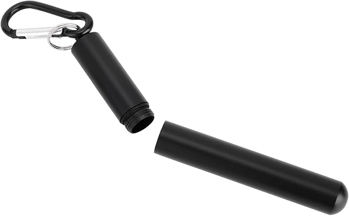 FTVOGUE Collapsible Stainless Steel Straw with Travel Case and Cleaning Brush for Tumblers Cups Smoothies Milkshakes Juice (Black)