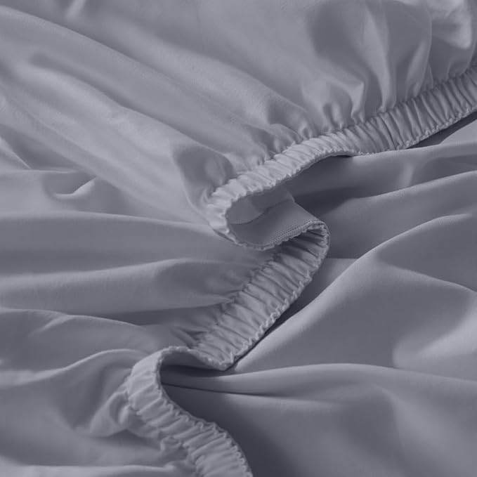 Linen Closet 4Pc 100% Organic Cotton Full Size Sheets Set, Blue, 300 Thread Count, Naturally Derived EarthColors, Deep Pocket Fitted Sheet (Up to 18"), Soft Bed Sheets Set, Juego De Sábanas Full