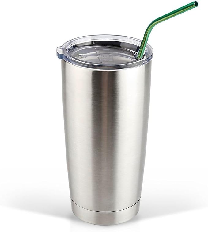 6Pcs 10.5"Drinking Straws, Stainless Steel Straws,, Reusable Metal Straws, Rainbow Colorful Straws for 20 30oz Stainless Tumblers Rumblers Cold Beverage, Free Cleaning Brush Included, Bent