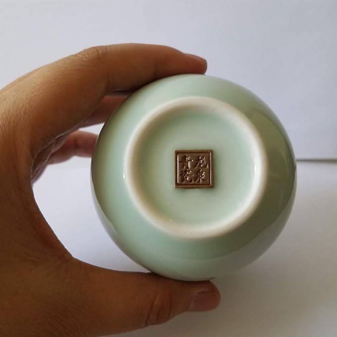 Teacups 5-Ounce Japanese Style Coffee Cup Glazed Porcelain Mugs Beer Handmade Celadon(1, Sky Blue)
