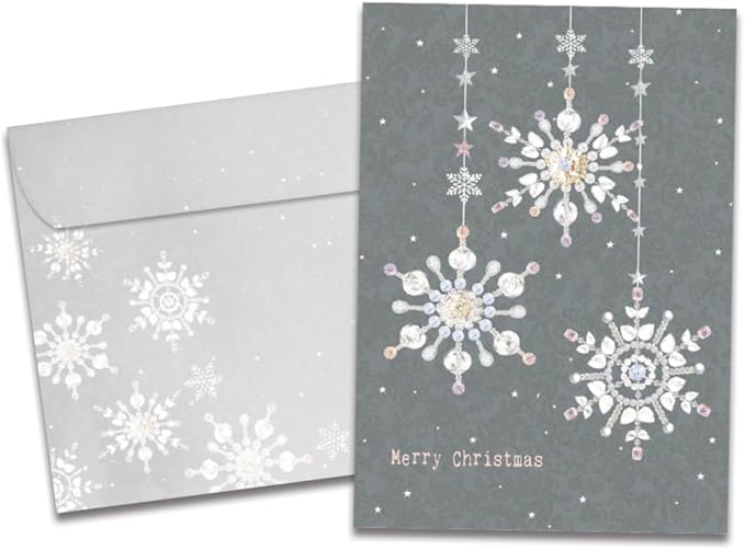 Tree-Free Greetings - Christmas Greeting Card - Artful Designs - 1 Card + Matching Envelope - Made in USA - 100% Recycled Paper - 5"x7" - Silver and Gold Christmas (GO65721)