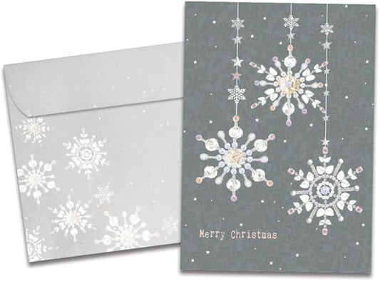 Tree-Free Greetings - Christmas Greeting Card - Artful Designs - 1 Card + Matching Envelope - Made in USA - 100% Recycled Paper - 5"x7" - Silver and Gold Christmas (GO65721)