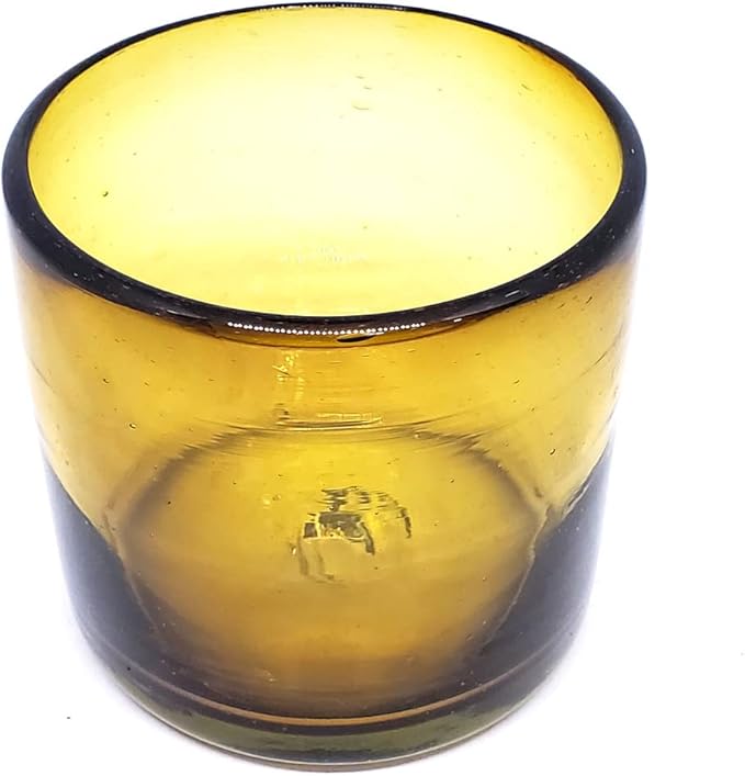Solid Amber 12 oz Large DOF Glasses (set of 6), Recycled Glass, Lead-free, Toxin-Free (12oz Large DOF)