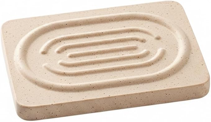 Diatomaceous Earth Soap Dish, Stone Bar Soap Holder for Bathroom Sink & Counter, 4.7 x 3.1 Inch Tray