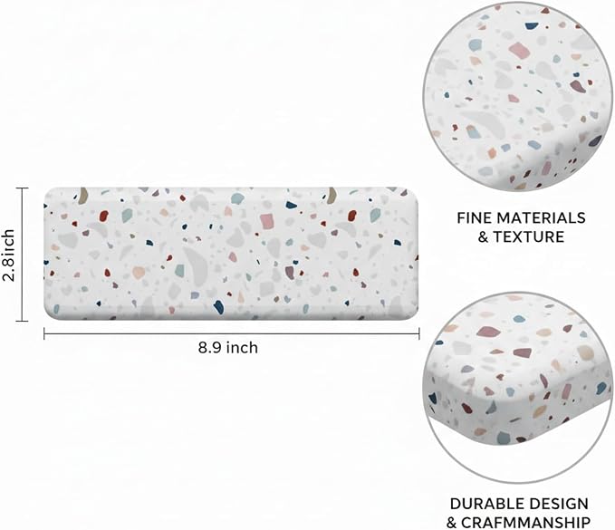 Diatomaceous Earth Soap Dish, Rectangular Stone Bar Soap Holder for Bathroom Sink, Shower Ledge & Kitchen Counter, Absorbent Tray (1 Pack)