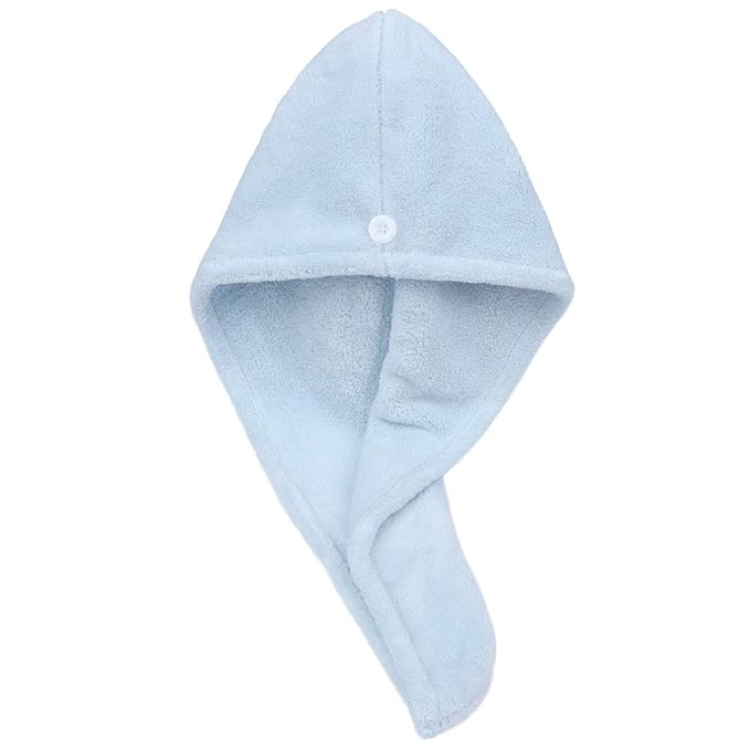 Microfiber Hair Drying Wrap Towel for Women Turban Fast Dry Blue