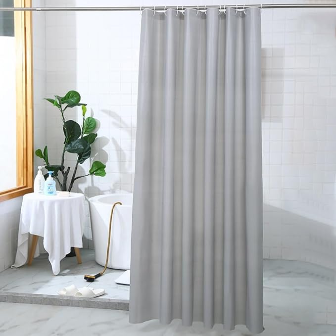 Shower Curtain Liner, 72" W X 72''H - PVC-Free, 6G PEVA Shower Curtain with 12 Rust Proof Grommets and Magnet-Weighted Bottom Hem - Moisture Stain Proof Shower Curtain Liner (Grey)