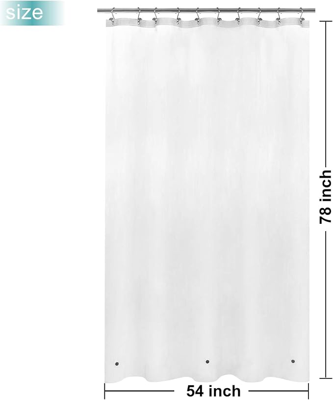 Mrs Awesome Stall Shower Curtain Liner with 3 Magnets 54 x 78 inch, PEVA 8G Thick & Heavy Duty Plastic Shower Curtain for Bathroom, Waterproof, 54x78, Frost