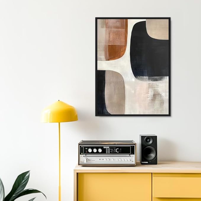 Moonow7 Modern Abstract Geometric Wall Art Poster, Neutral Color Artwork for Living Room, Bedroom, Office, Minimalist Aesthetic Decor, Contemporary Home Accent, Unframed Size 40x50 cm / 16x20″