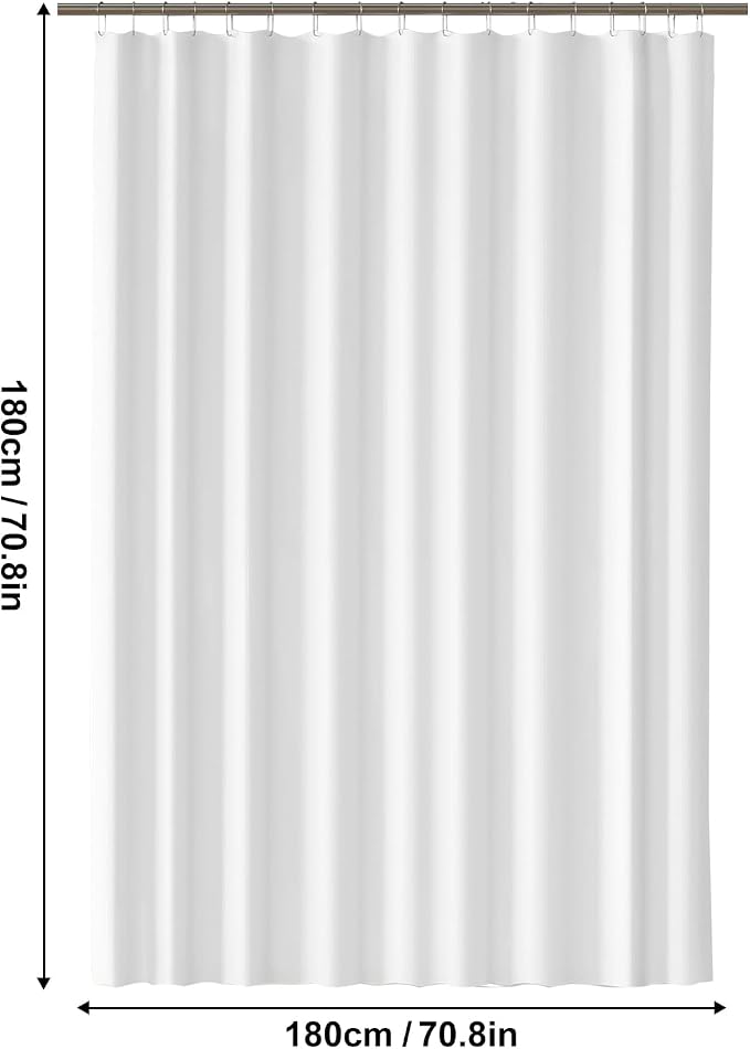 timecity White Shower Curtain Liner Plastic Bath Curtain with 3 Magnets Thickened Water Proof Quick Drying Shower Curtain Set with 12 White Hooks Shower Liner for Bathroom Shower,71x71inch