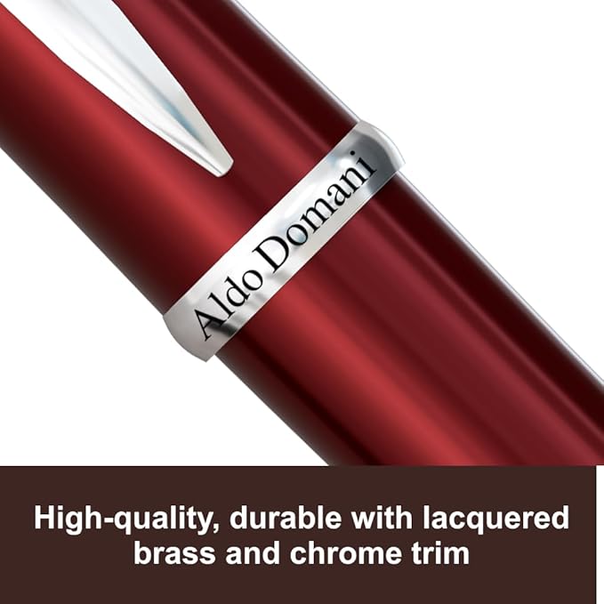 Monteverde USA Aldo Domani Fountain Pen Red - Broad Nib - Luxury Writing Pen - JoWo Stainless Steel Nib - Smooth Ink Flow - Refillable - Gift Box Included